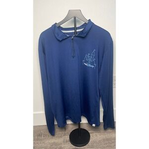 runDisney‎ XL Men Navy Blue Quarter Zip Long Sleeve Shirt